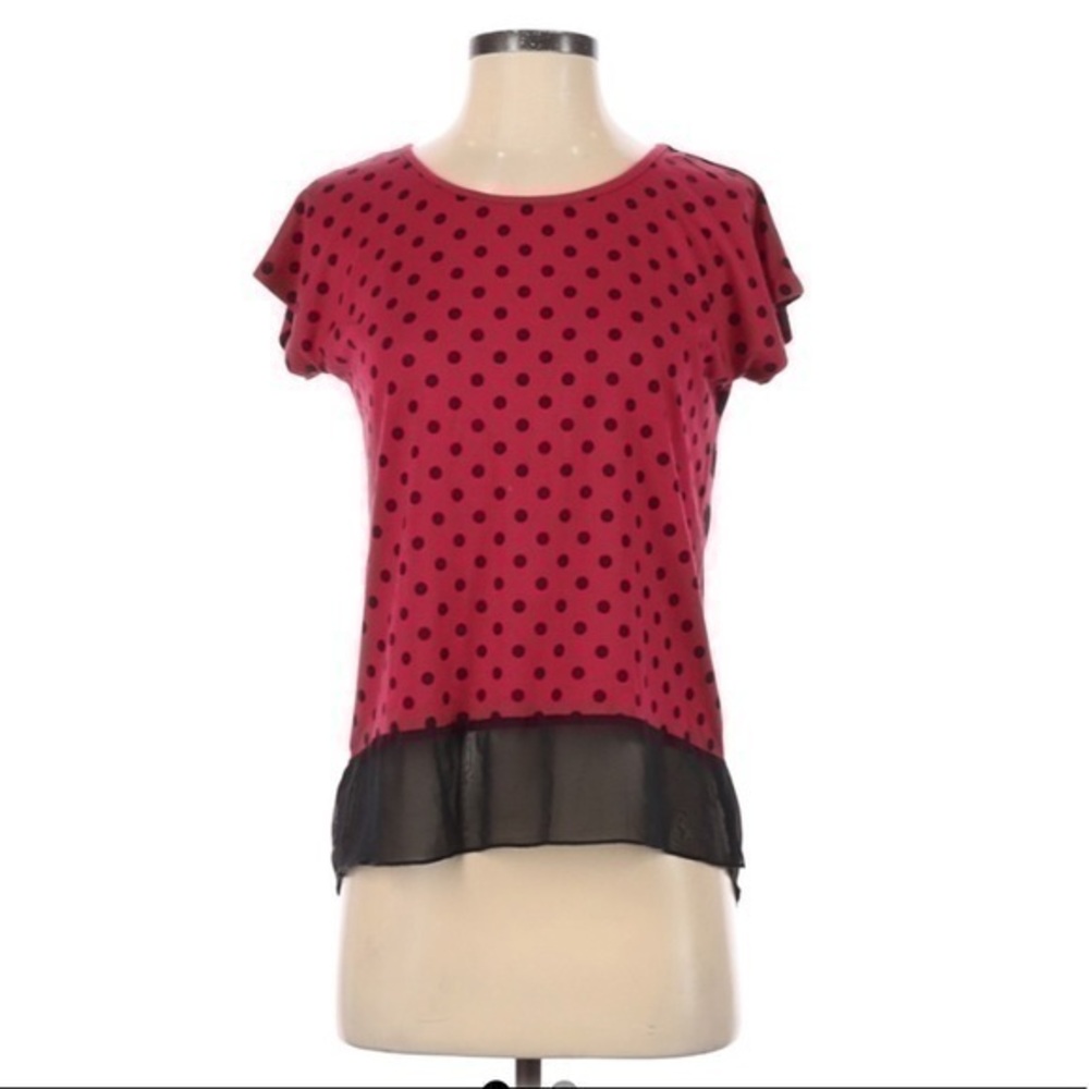 French Laundry High Low Polka Dot & Striped Top